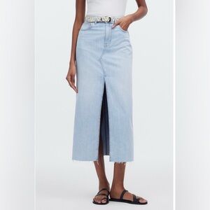 Madewell Skirt Womens Rilee Denim Midi Light Wash 100% Cotton Size 29 NWT